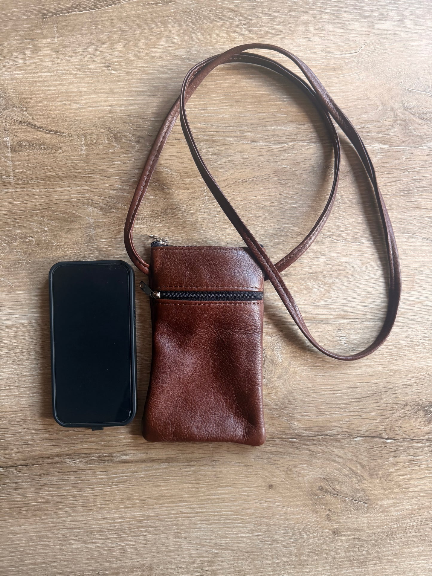Genuine Leather Everyday Phone Sling - Brown