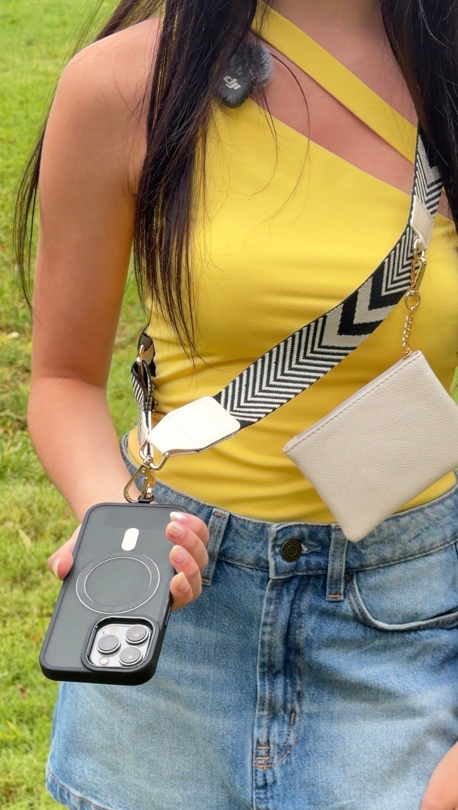 Crossbody Phone Strap with Wallet - Ivory Luxe