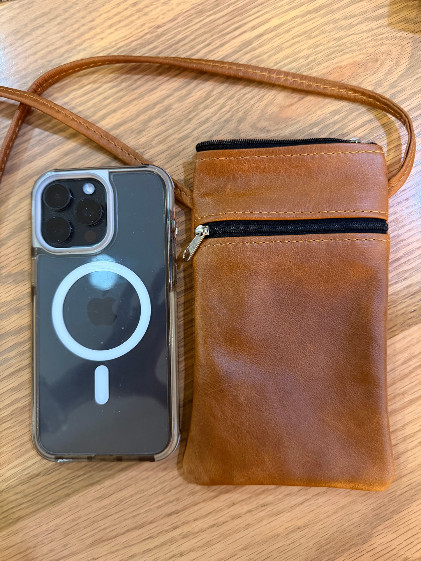 Genuine Leather Everyday Phone Sling – Tan