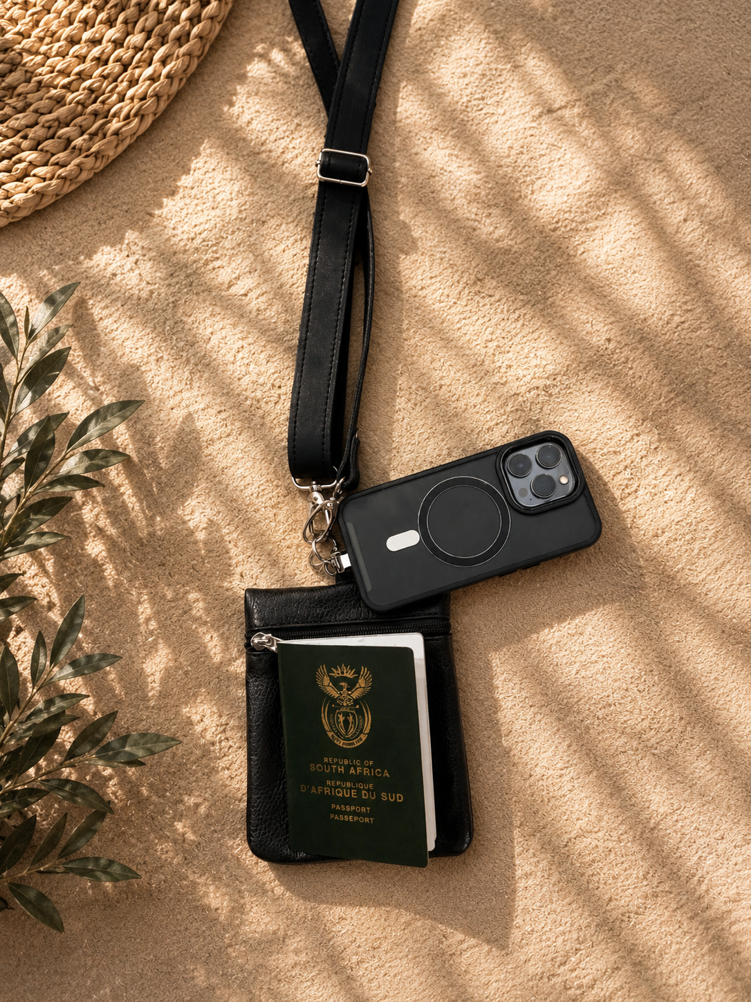 Genuine Leather Crossbody
Strap & Pouch