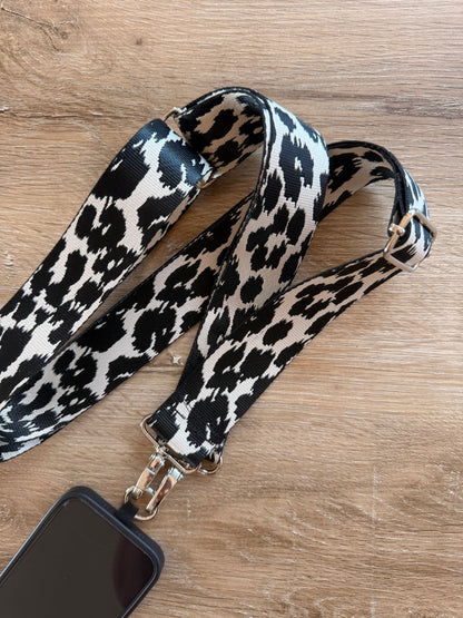 Crossbody phone Strap -     Midnight Leopard ( No Wallet)