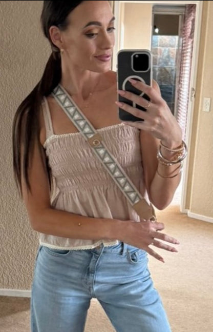 Crossbody Phone Strap with Wallet — Sand Beige