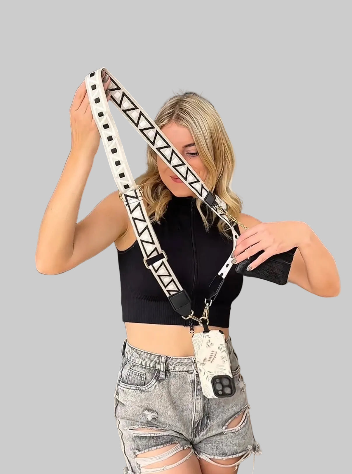 Crossbody Phone Strap with Wallet — Monaco Noir