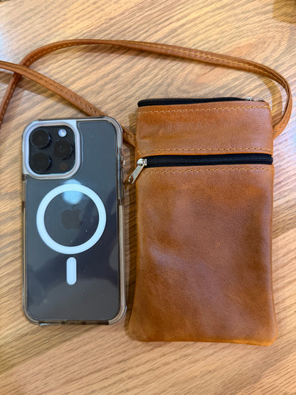 Genuine Leather Everyday Phone Sling – Tan