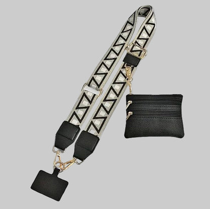 Crossbody Phone Strap with Wallet — Monaco Noir