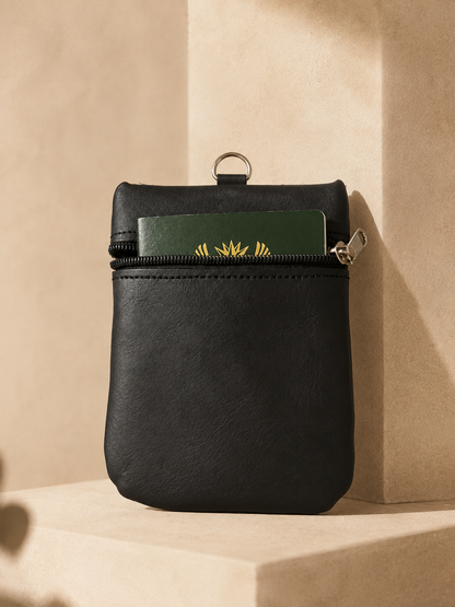 Black Genuine Nappa Leather Strap & Wallet