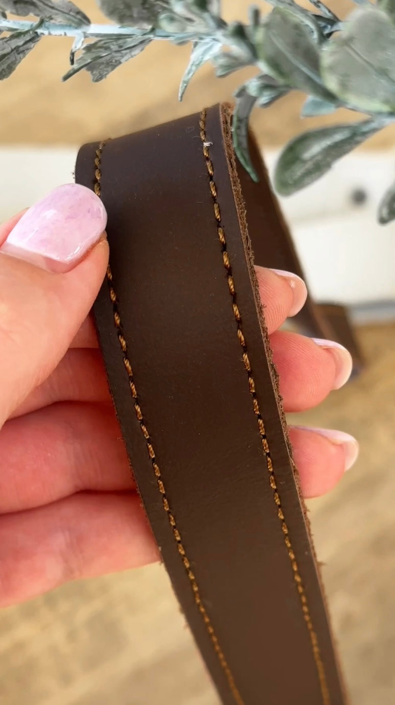 Genuine Leather Strap + Wallet - Brown