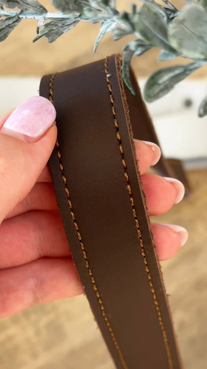 Genuine Leather Strap + Wallet - Brown