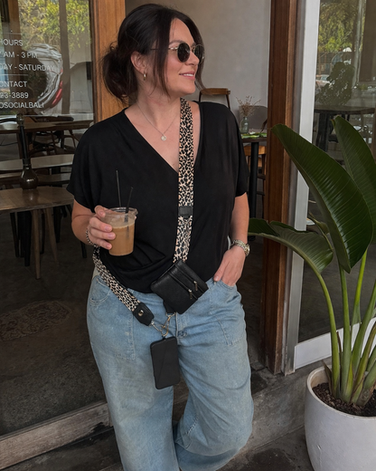 Crossbody Phone Strap With Wallet - Classic Leopard