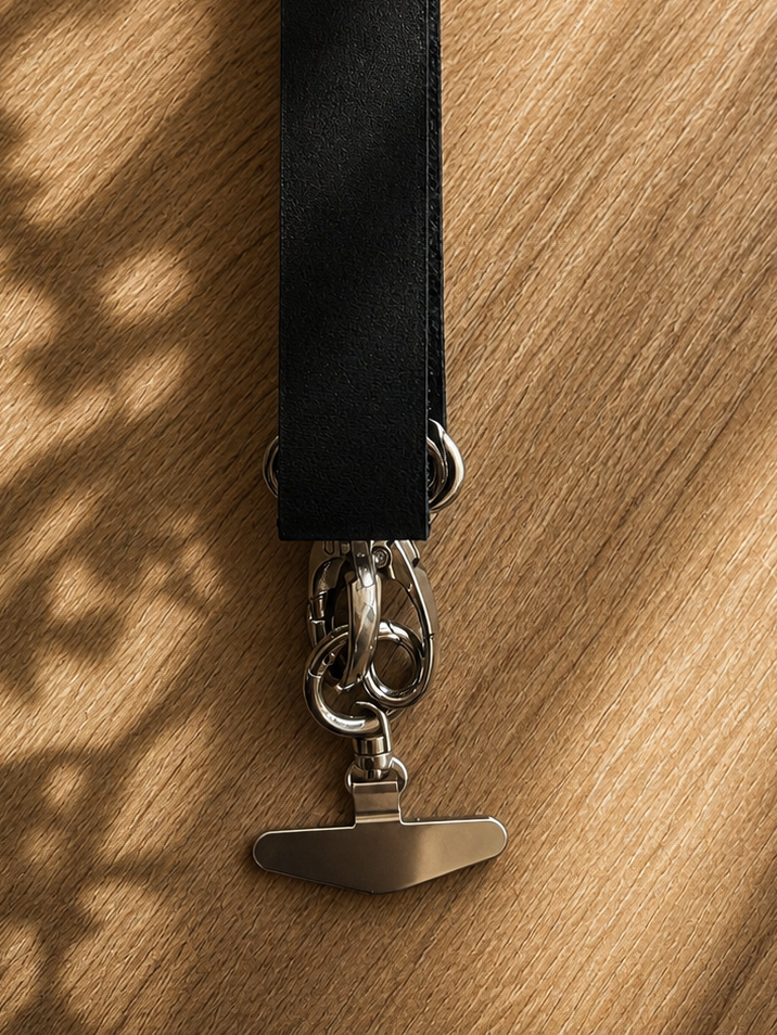 Genuine Leather Crossbody Phone
Strap - Black (3.8 cm) No Wallet