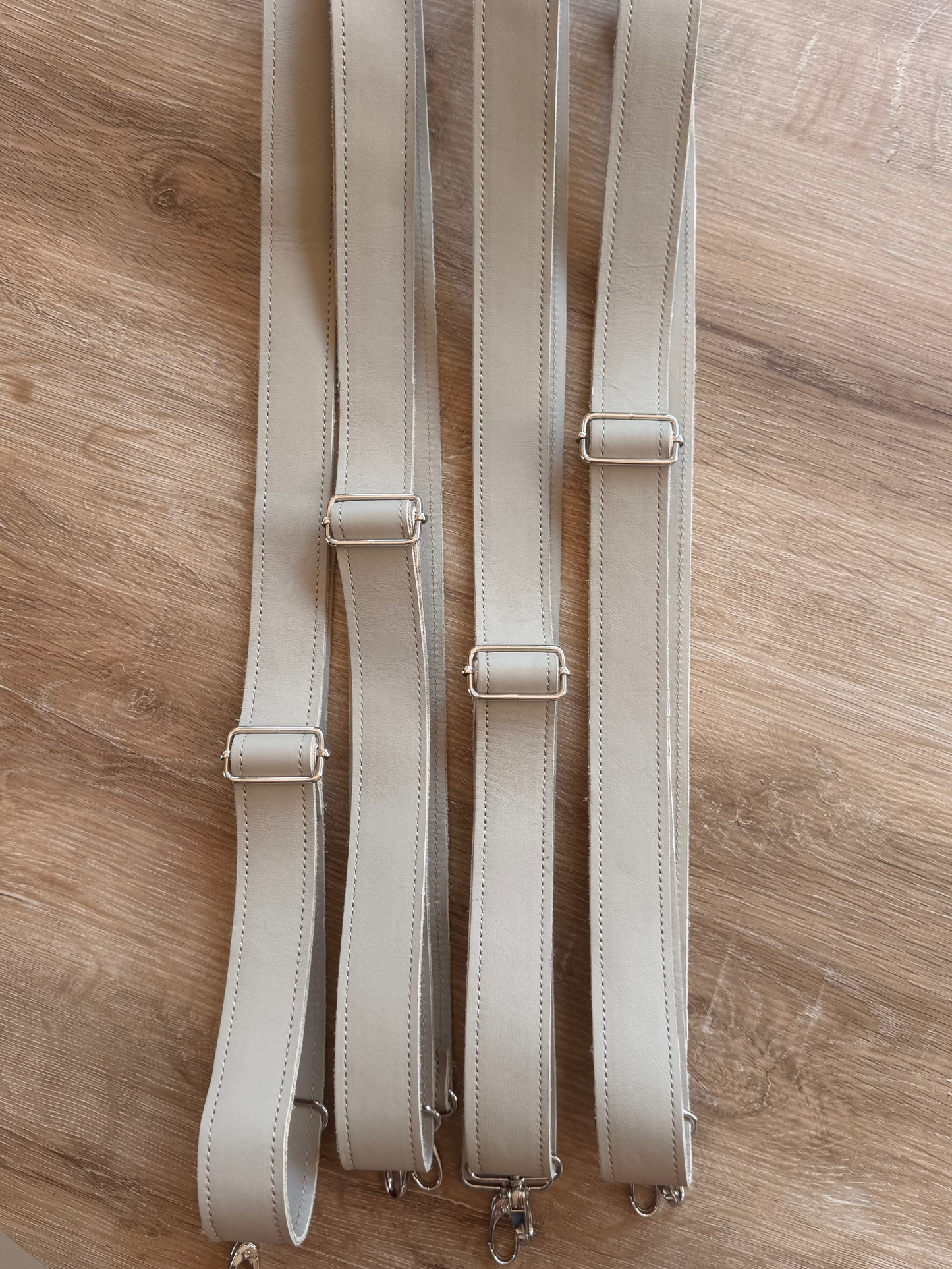 Genuine Leather Crossbody Phone Strap — Beige (3.8 cm) No Wallet