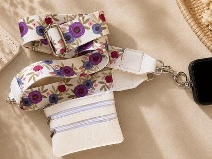 Crossbody Phone Strap with Wallet — Pastel Bloom