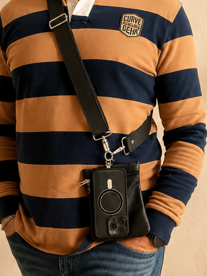 Genuine Leather Crossbody Strap & Pouch