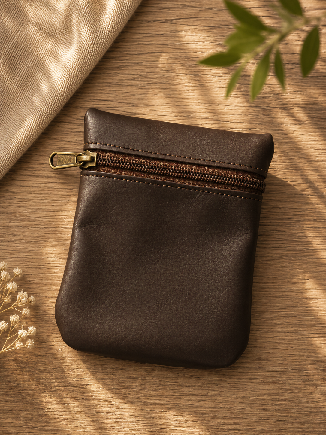 Premium Genuine Leather Strap & Wallet Set - Brown|2.5 cm
