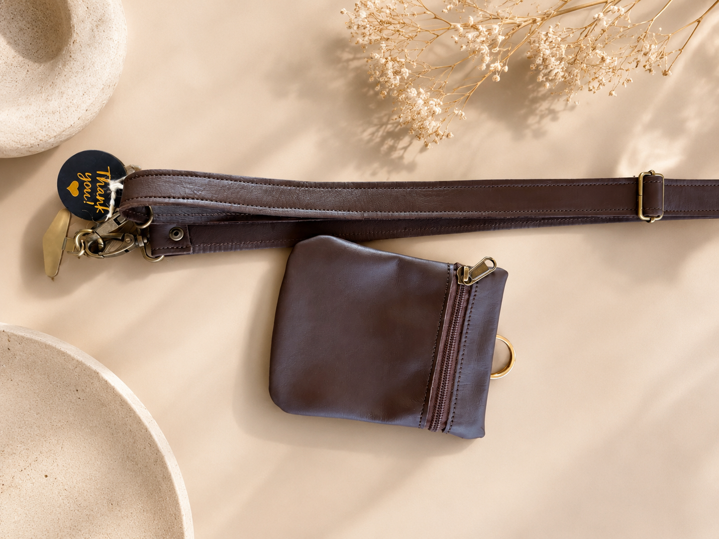 Premium Genuine Leather Strap & Wallet Set - Brown|2.5 cm