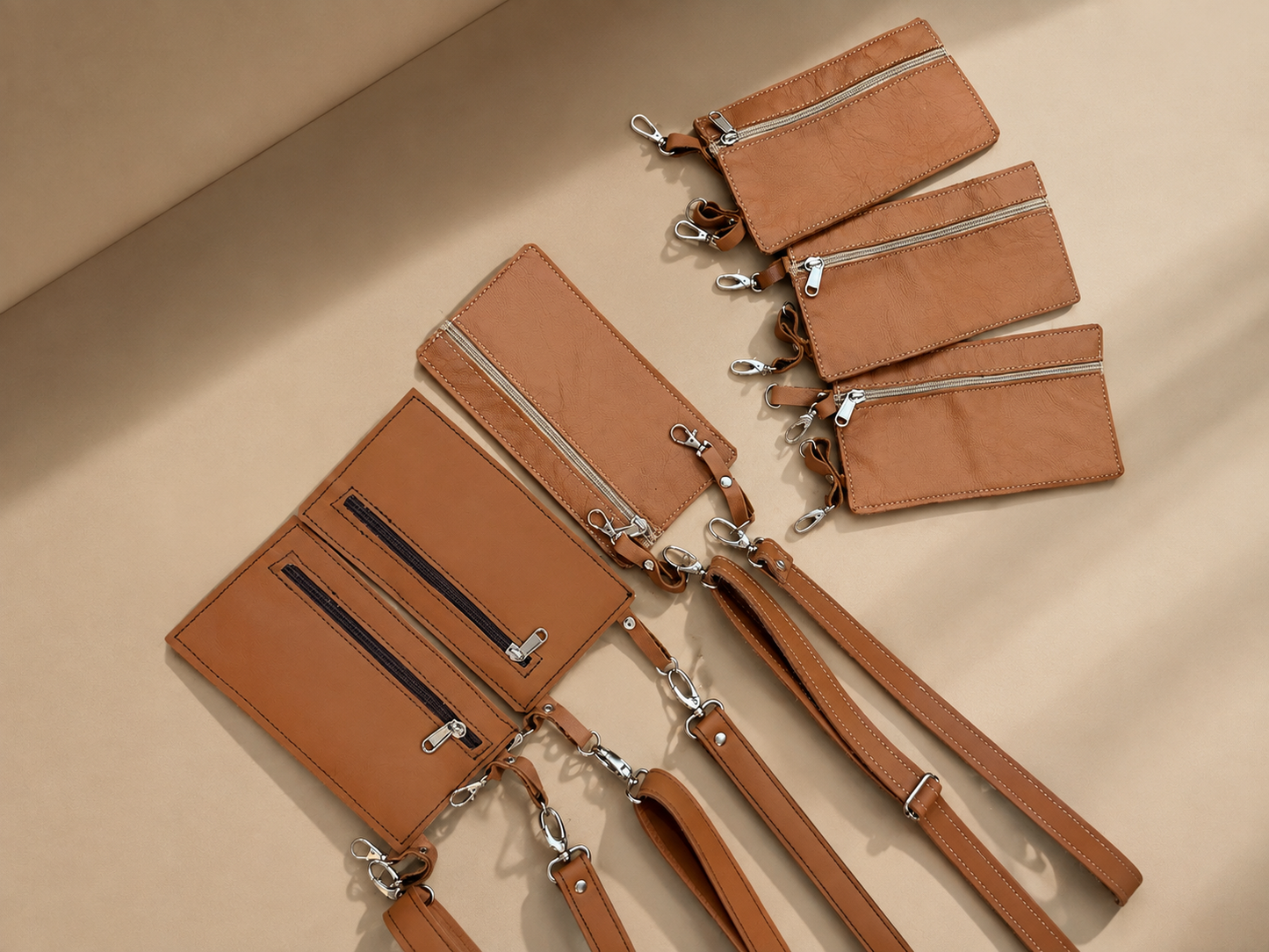 Genuine Leather Strap + Wallet Tan (2.5 cm)