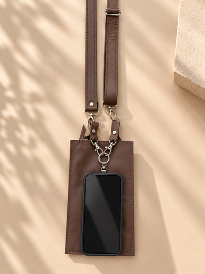 Genuine Leather Strap + Wallet - Brown