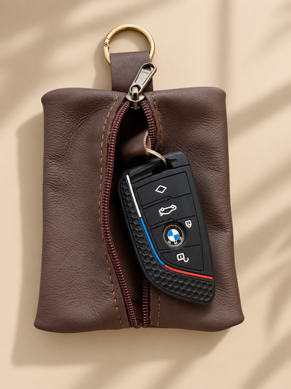Brown Genuine Leather Key Pouch