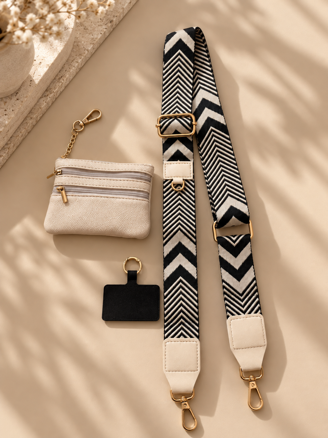 Ivory Luxe Strap + Wallet